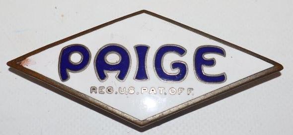1919-1927 Cloisonne Paige Motor Car CO. Radiator Emblem: 4x1.75