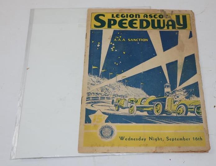 Legend Ascot Speedway Los Angeles California 1931 Race Program (1 of 3)