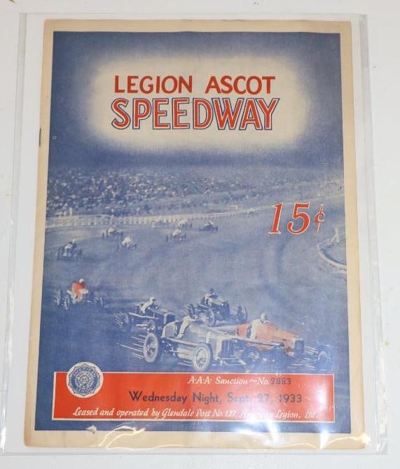 Legend Ascot Speedway Los Angeles California 1933 Race Program (1 of 2)