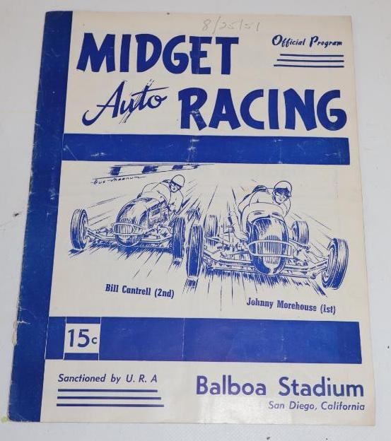 Balboa Stadium San Diego California 1951 Midget Auto Racing Program (1 of 3)