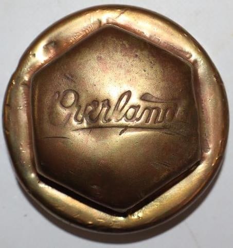 Overland Brass Threaded Automobile Hub Cap: Thread Diameter Is 3in