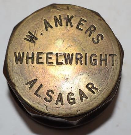 W.Ankers Alsager Wheelwright Brass Threaded Carriage Hub Cap: Thread Diameter Is 2in