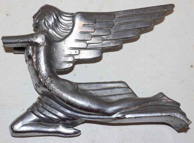 1937 Packard Goddess of Speed Hood Ornament: 4.5" x 3.5" x 1" broken at both ends