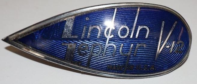 1936 Lincon Zephyr V12 Cloisonne Radiator Emblem: 4.5x1.75