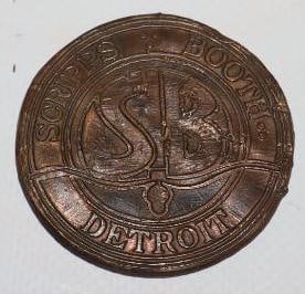 1914-1922 Scripps Booth Cloisonne Radiator Emblem: 1.75x1.75 Missing Cloisonne