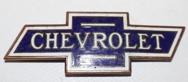 1920's Cloisonne Chevrolet Grill Emblem: 3" x 1"