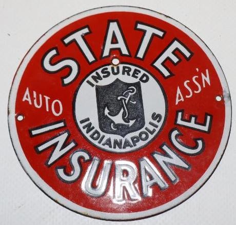 State Insurance Indianapolis Porcelain Radiator Badge: 3.2x3.25