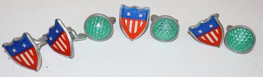 Group of 7 Reflective and Shield Shaped License Plate Wingnut Fasteners: Largest is 1x1x1