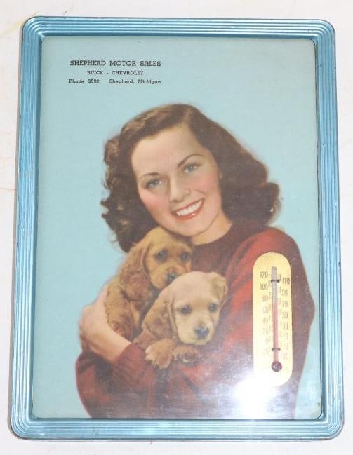 Buick Chevrolet Shepherd Motor Sales Advertising Framed Thermometer: 6.25" x 8.25"