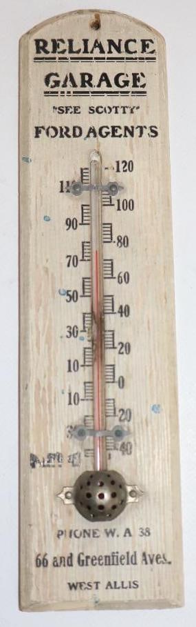 Reliance Ford Garage Wooden Advertising Thermomotor (1 of 2)