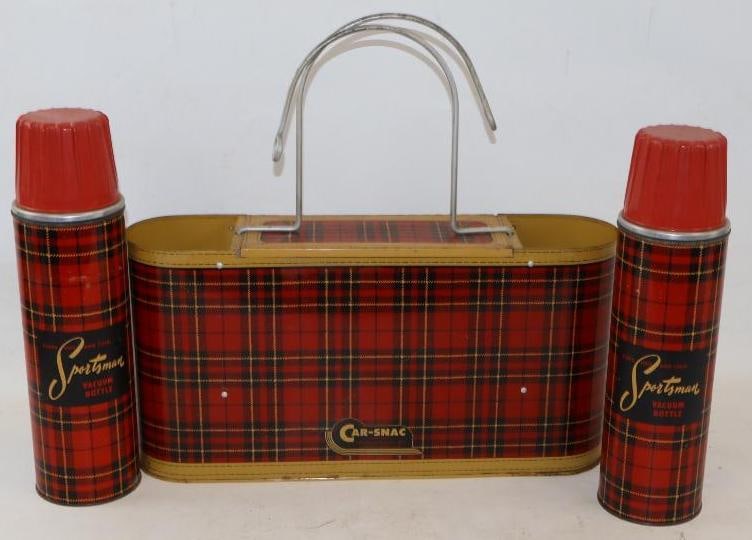 Over the Seat Tin Litho Automobile Picnic Set: 18" x 4.5" x 17"