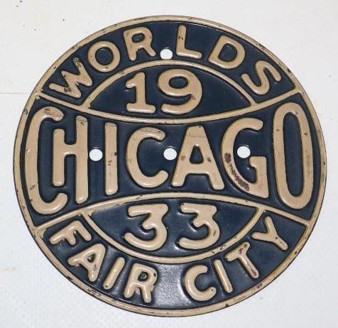1933 Chicago Worlds Fair City Embossed Radiator Badge (1 of 2)