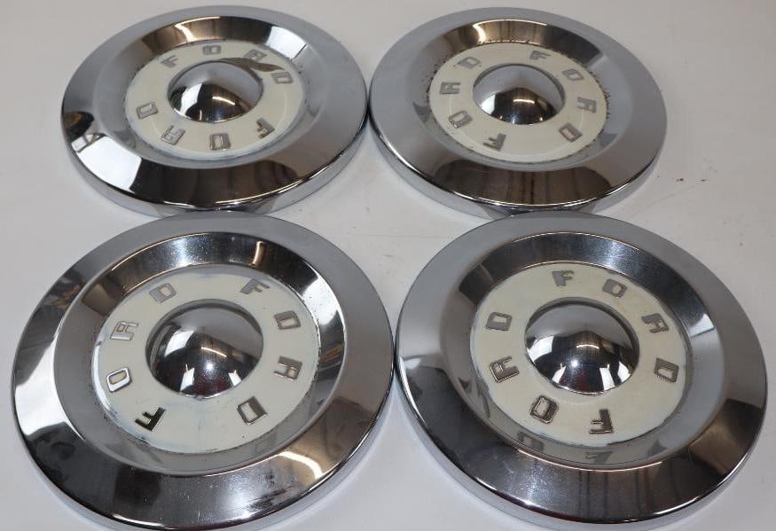 Group of 4 - 1957-59 Ford Dog Dish Poverty Hubcaps (1 of 4)