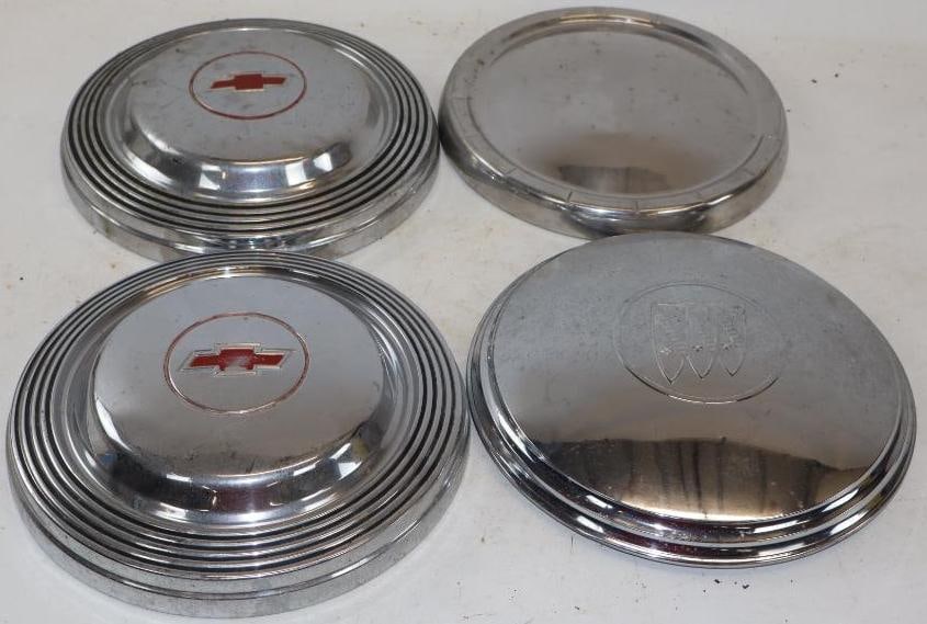 Group of 4 Chevy & Buick Dog Dish Hubcaps (1 of 4)