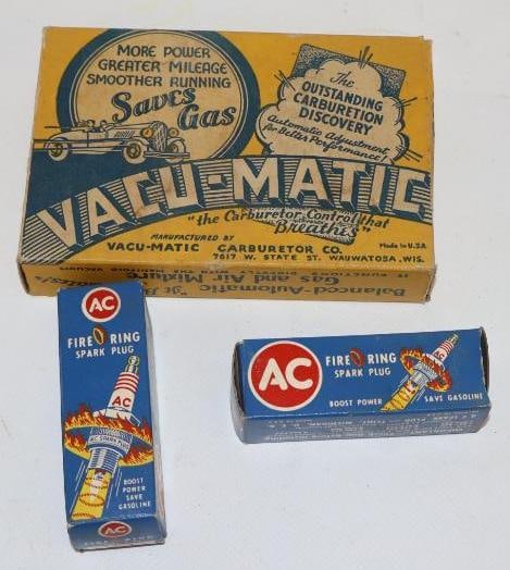 Group of 3 Vacu-Matic Carbonator Control and AC Spark Plugs in Original Boxes (1 of 4)