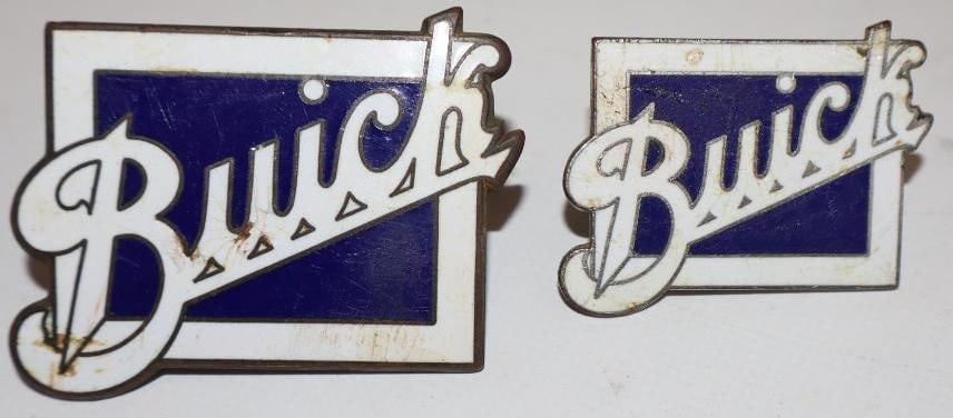 Group of 2 1920s Buick Cloisonne Radiator Emblems: Largest is 2.25x2.25