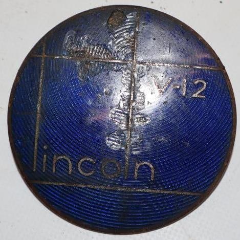 1930s Lincoln V12 Cloisonne Radiator Emblem: 3x3