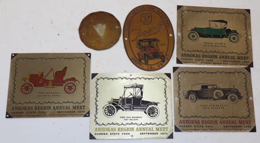 Group of 6 Different Car Club Meet Plaques: 3.75x4.5 Is the Largest