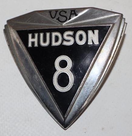 1930 to 1931 Hudson 8 Cloisonne Radiator Emblem: 2.5" x 2.25"