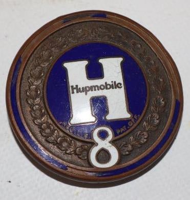 1925 to 1928 Hupmobile 8 Cloisonne Radiator Emblem: 2" x 2"