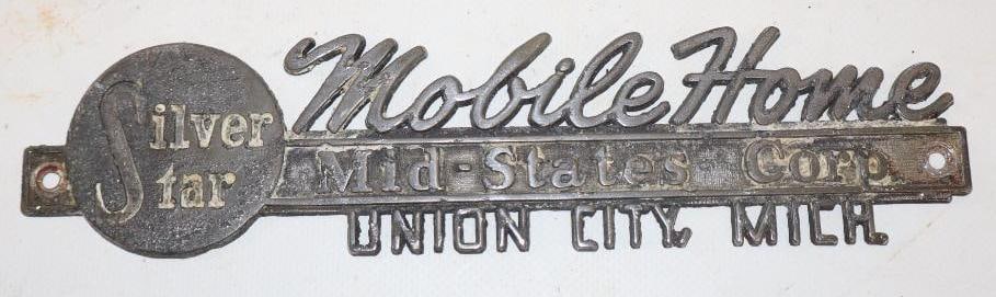 Silver Star Mobile Home Diecut Name Plate Emblem: 8.25" x 2"