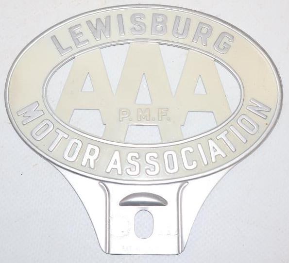 Embossed AAA of Pennsylvania Lewisburg Diecut License Plate Topper: 4.5" x 4.25"