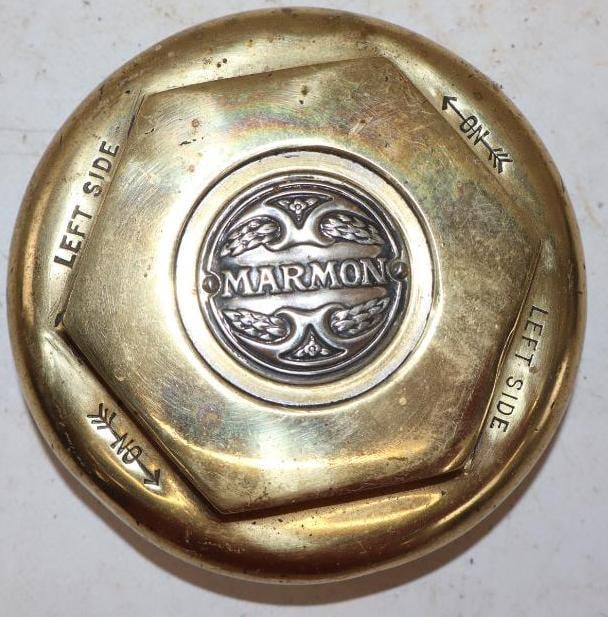 Marmon Brass Threaded Automobile Hubcap (1 of 2)