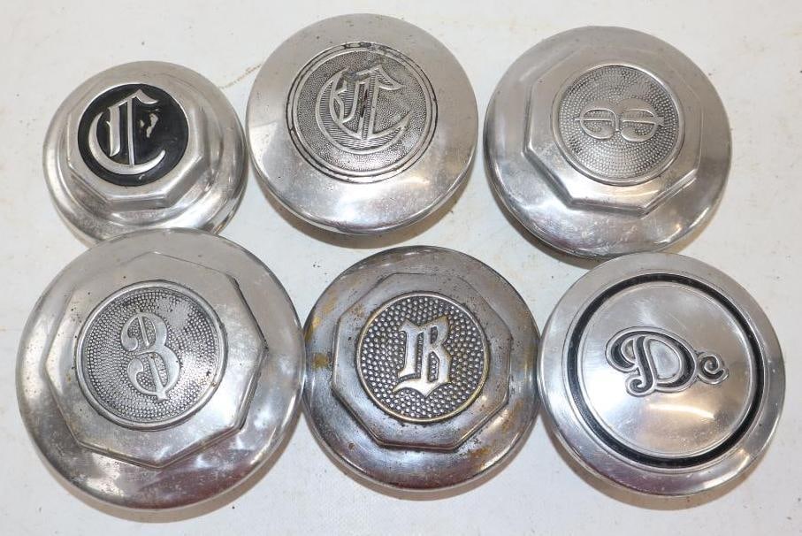 Group of 3 Brass Threaded Buick Automobile Hubcaps (1 of 2)