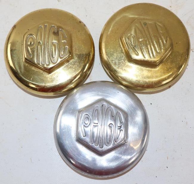 Group of 3 Paige Threaded Automobile Hubcaps (1 of 2)