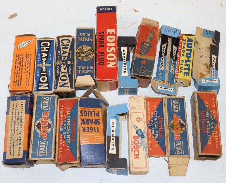 Group of 18 Empty Spark Plug Advertising Boxes (1 of 5)