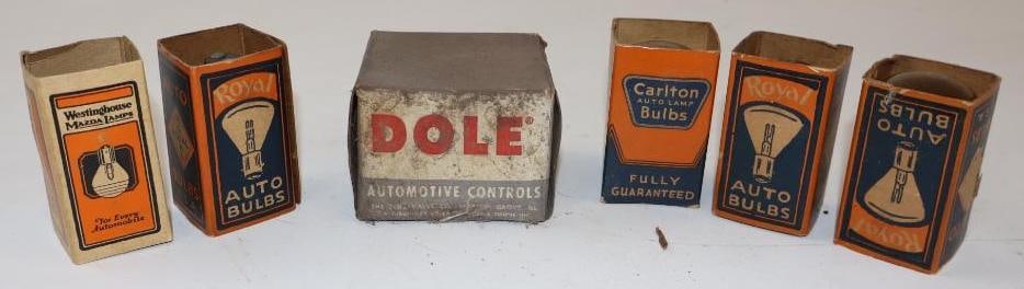 Group of 6 Early Auto Lamp Bulbs and Thermostat in Original Boxes (1 of 6)