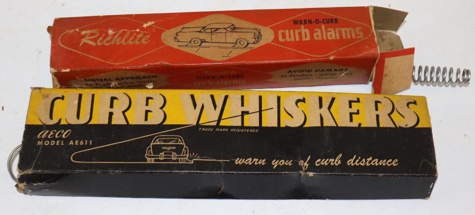 Group of 2 Curb Whiskers & Curb Alarms in Original Boxes: Largest is 11.5" x 2.5" x 1"