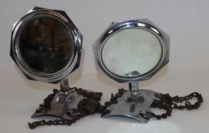 Group of 2 Early Automobile Spare Tire Mounted Sideview Mirrors (1 of 5)