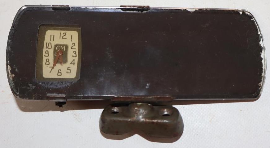 Early GM Automobile Dash Mount Rear View Mirror with Clock (1 of 3)