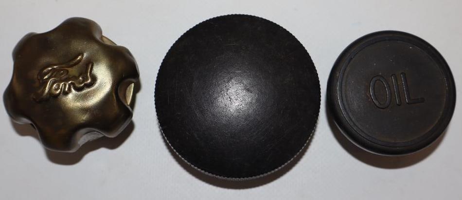 Group of 3 Ford Oil and Other Automobile Related Brass Rubber Caps (1 of 2)