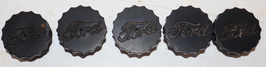 Group of 5 Ford Scripted Hard Rubber Battery Caps (1 of 4)