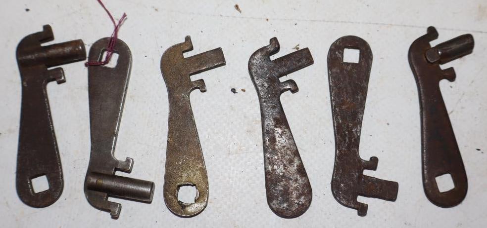 Group of 6 Ford Model T Ignition Coil Switch Keys: 2.25" x .5" each