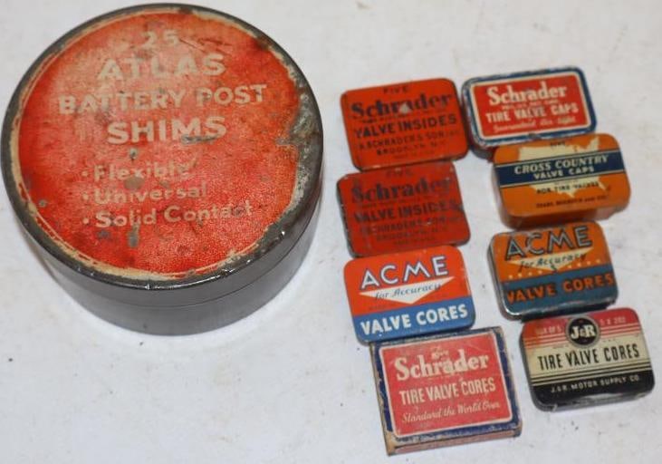 Group of 9 Valve Stem Covers, Cores, & Battery Post Shim Product Containers (1 of 4)