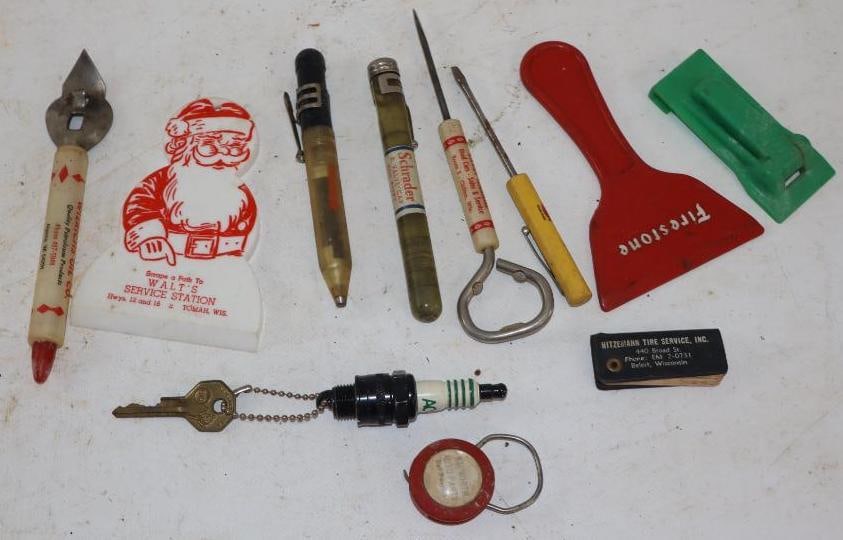 Group of 11 Advertising Screwdrivers, Bottle Opener, Ice Scrapers, and other Gas Station Giveaways (1 of 5)