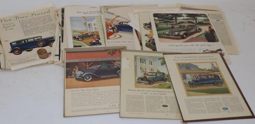 Large Group of Early Automobile Magazine Advertisements: Largest is 11" x 14"