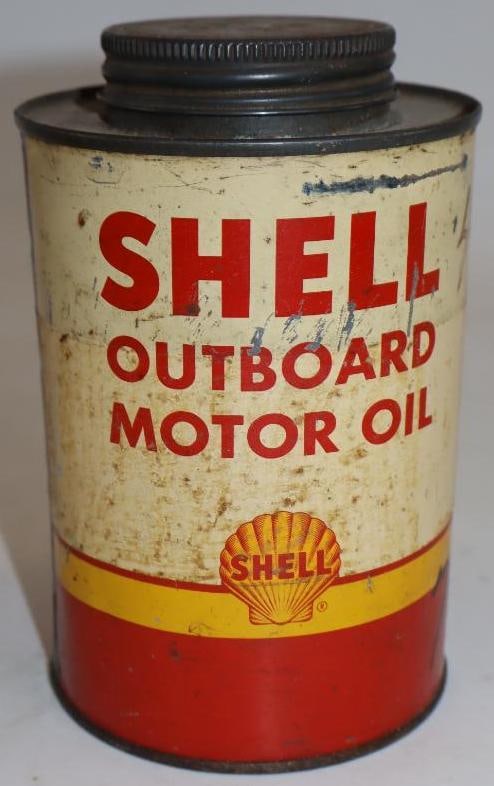 Shell Outboard Metal One Quart Oil Can with Screw On Lid (1 of 5)