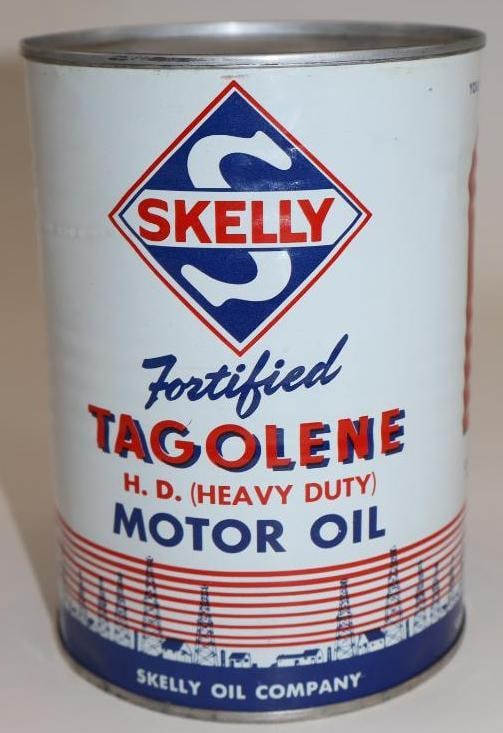 Skelly Tagolene HD Metal One Quart Oil Can: Full. 32oz