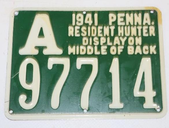 1941 Penna Resident Hunting License Tag (1 of 2)
