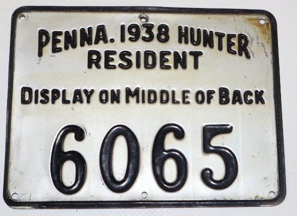 1938 Penna Resident Hunting License Tag (1 of 2)