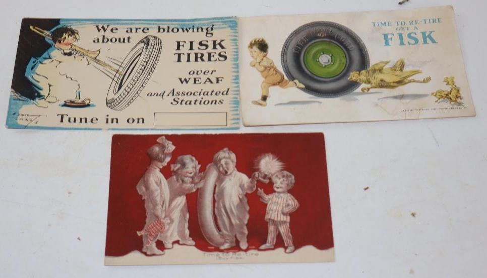 Group of 3 Fisk Tires Advertising Ink Blotters & Post Card (1 of 2)
