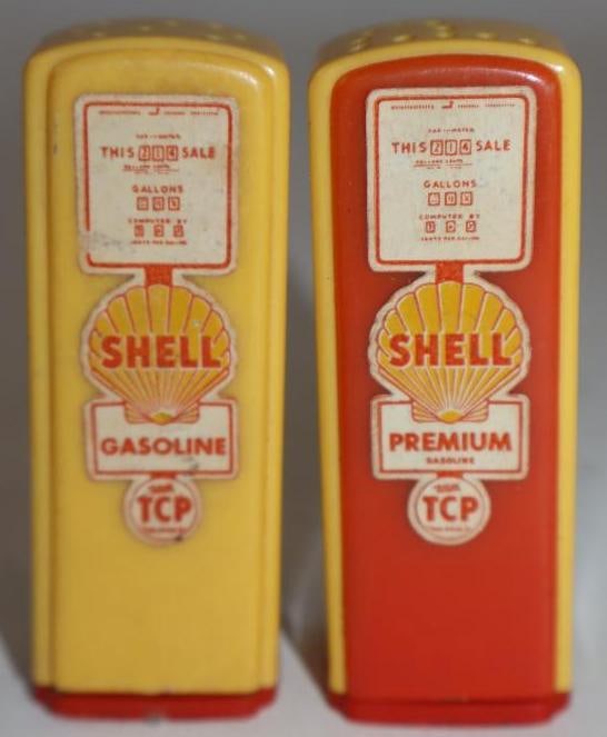 Pair Of Shell With TCP Gas Pump Shaped Salt & Pepper Shakers (1 of 3)
