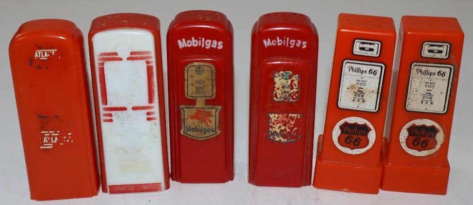 Group Of 6 Mobil Gas, Atlantic, Cities Service & Phillips 66 Gas Pump Salt & Pepper Shakers (1 of 3)