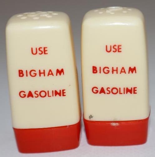 Pair Of Bigham Gasoline Advertising Salt & Pepper Shakers (1 of 3)