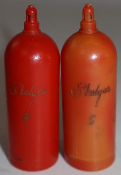 Pair Of Skelgas Propane Tank Shaped Salt & Pepper Shakers: 1x 1x 2.5 Each