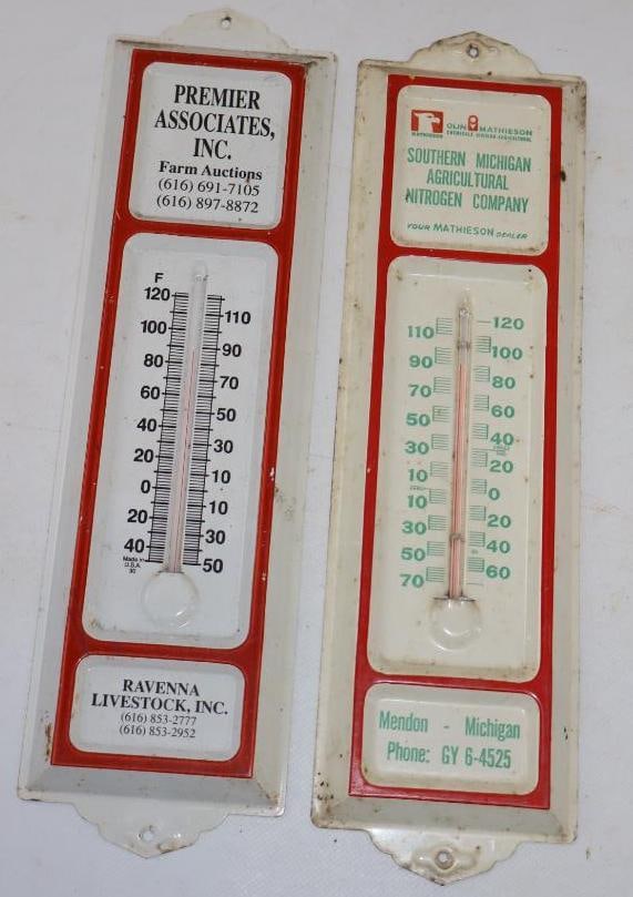 Group Of 2 Ravenna Live Stock & Southern Michigan Agricultural Advertising Thermometers (1 of 4)